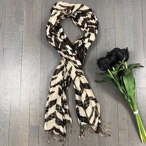 Brown Silver Metallic Stripe Fashion Shawl Scarf